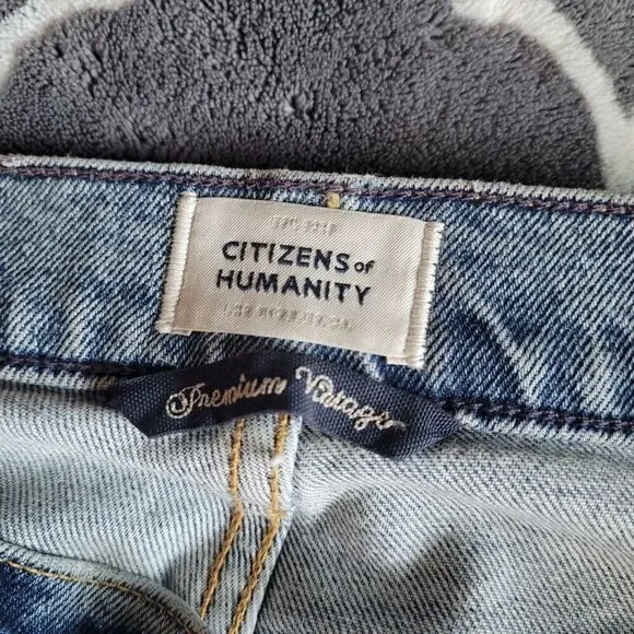 Citizens of Humanity Womens Jeans Size 25 Medium Wash Distressed Racer Mid Rise - Picture 3 of 9